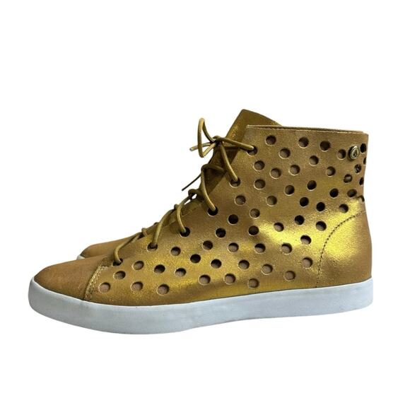 Volcom Damen Buzz Perforated Hi Top Sneakers Goldfarben Gold Dust Women’s 6.5 - Picture 11 of 11
